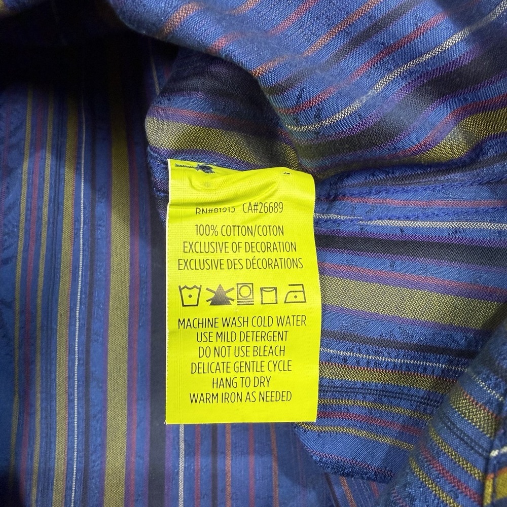 Robert Graham Mens‎ 3XL Blue Classic Fit Striped Flip Cuff Long Sleeve Shirt - Picture 5 of 5